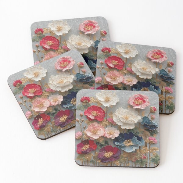 Item preview, Elegant Textured Impasto Floral Art Gold Accents designed and sold by colorful-white.