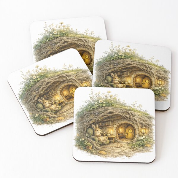 Item preview, Rabbit Burrow Cozy Cottage Cottagecore Woodland Art designed and sold by CalmCapy Co.