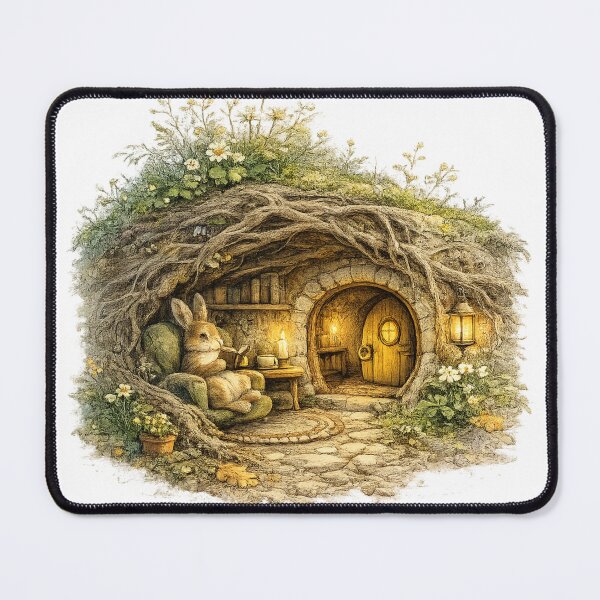 Item preview, Rabbit Burrow Cozy Cottage Cottagecore Woodland Art designed and sold by CalmCapy Co.