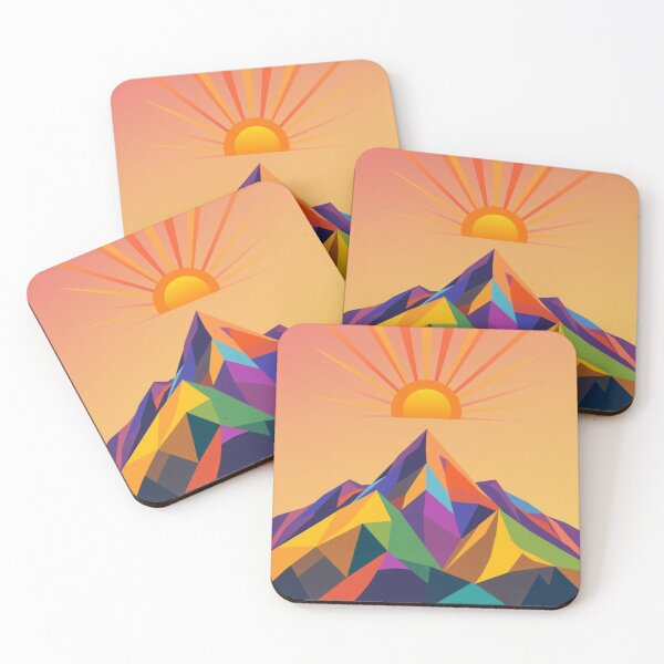 Item preview, Vibrant Geometric Mountain Sunrise Polygon Art designed and sold by EllDAV777.