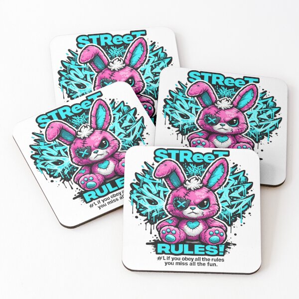 Item preview, Street Rules Punk Bunny Graffiti Art – Cute Rebel Rabbit Urban Streetwear Design designed and sold by DEVLUSH.