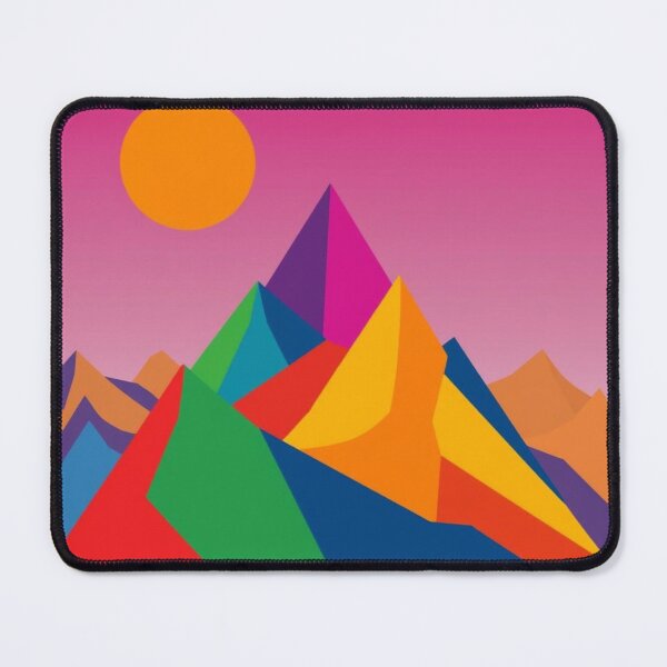 Item preview, Vibrant Geometric Mountain Sunrise – Colorful Abstract Landscape Art designed and sold by EllDAV777.