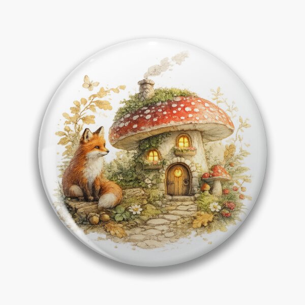 Item preview, Fox Mushroom Cottage Cottagecore Forest Magic Art designed and sold by CalmCapy Co.