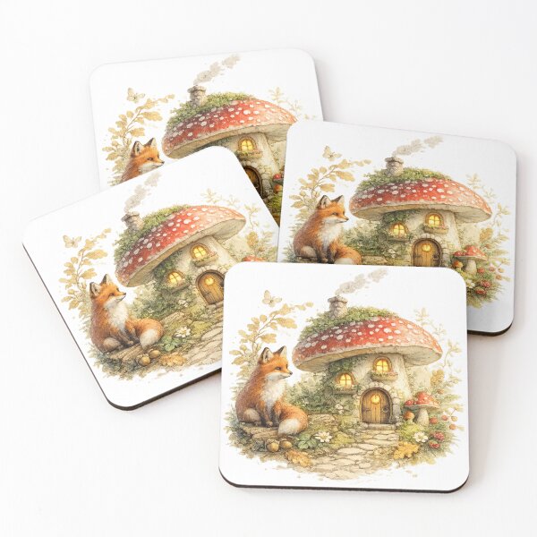 Item preview, Fox Mushroom Cottage Cottagecore Forest Magic Art designed and sold by CalmCapy Co.