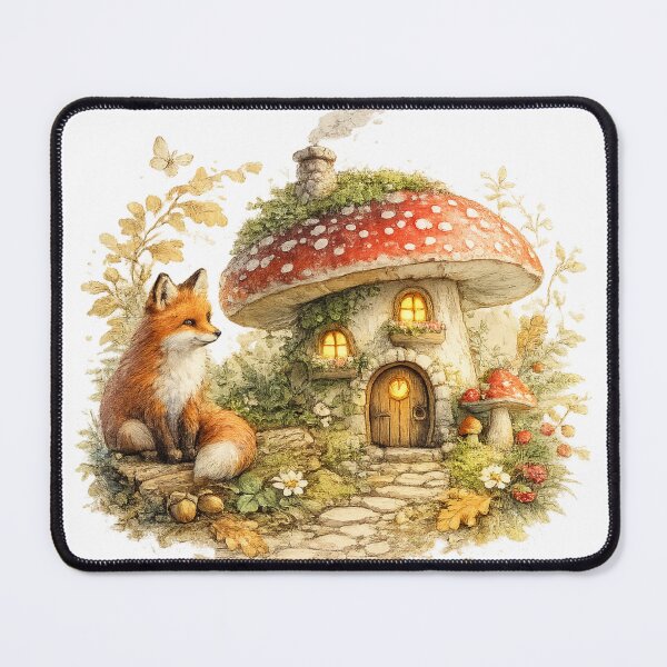 Item preview, Fox Mushroom Cottage Cottagecore Forest Magic Art designed and sold by CalmCapy Co.