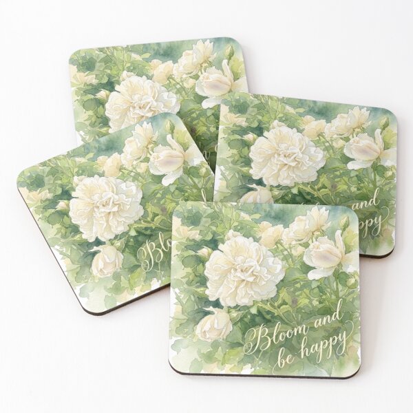 Item preview, White Roses in Bloom: Bloom and Happy designed and sold by Tingmade Studio.