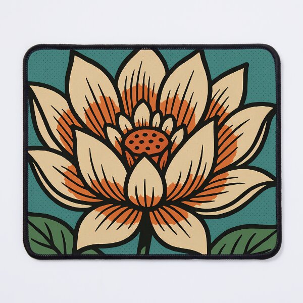 Item preview, Retro Pop Art Poster Illustration of Lotus Flowers | Bold Botanical Floral Print with Serene Water Bloom Composition & Eastern Zen Aesthetic | Vintage Nature Wall Art Decor designed and sold by PaintedPixels01.