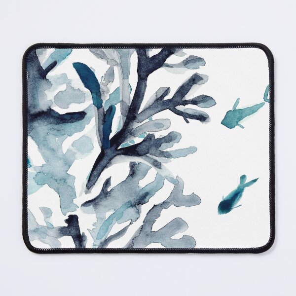 Item preview, calm coral - watercolour painting in blue tones designed and sold by RPrince1.