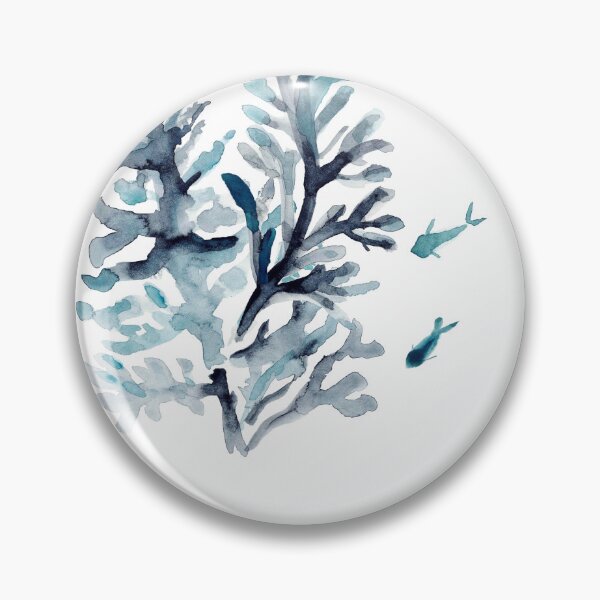 Item preview, calm coral - watercolour painting in blue tones designed and sold by RPrince1.