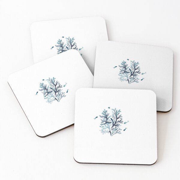 Item preview, calm coral - watercolour painting in blue tones designed and sold by RPrince1.