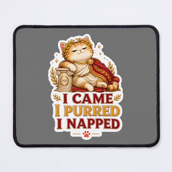 Item preview, I Came I Purred I Napped Funny Cat Sticker designed and sold by MoodCats.