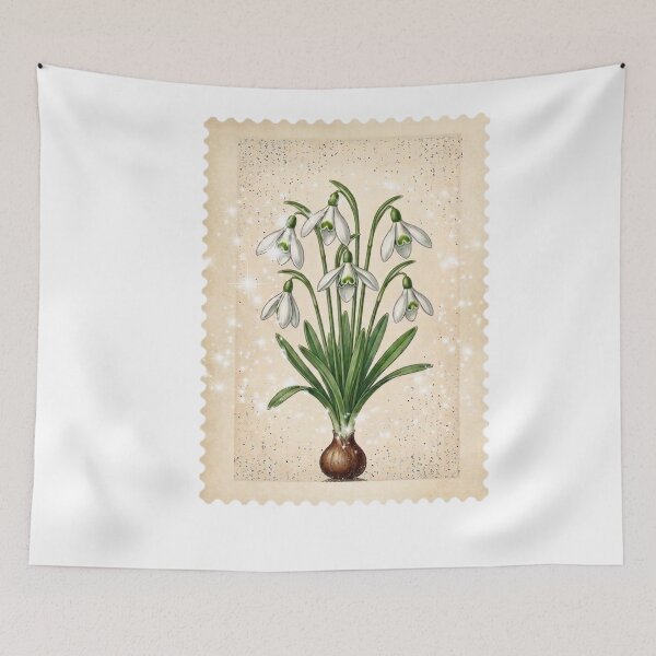 Item preview, Vintage Snowdrop Flower Stamp - Aesthetic Botanical Art designed and sold by Atlasoloji.