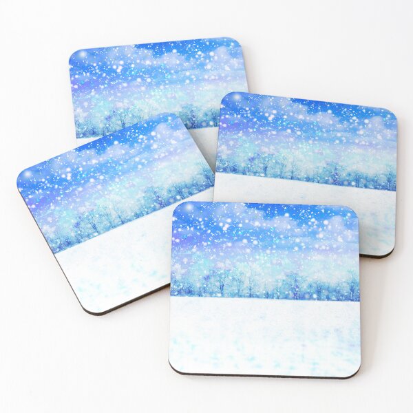 Item preview, Dreamy Winter Watercolor Landscape | Calm Blue Aesthetic Art designed and sold by Kr8Design.