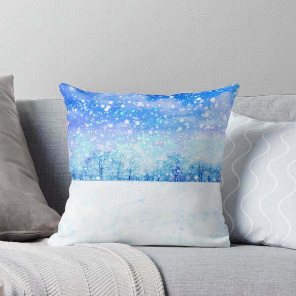 Item preview, Dreamy Winter Watercolor Landscape | Calm Blue Aesthetic Art designed and sold by Kr8Design.