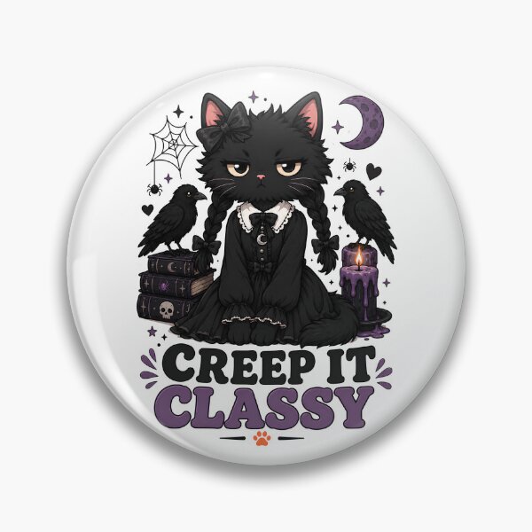Item preview, Creep it Classy Gothic Black Cat Sticker designed and sold by MoodCats.
