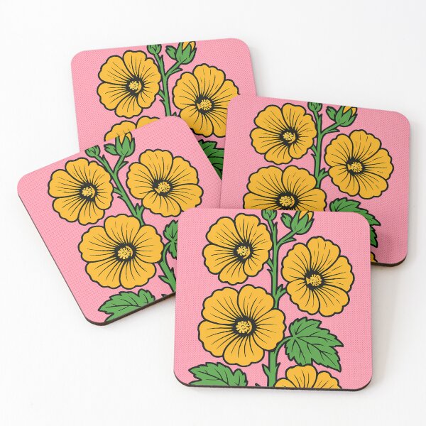 Item preview, Retro Pop Art Poster Illustration of Hollyhock Flowers | Bold Botanical Floral Print with Tall Vibrant Blooms & Cottage Garden Wall Climbing Aesthetic | Vintage Nature Wall Art Decor designed and sold by PaintedPixels01.
