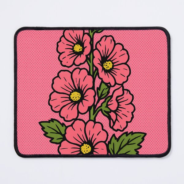 Item preview, Retro Pop Art Poster Illustration of Hollyhock Flowers | Bold Botanical Floral Print with Tall Vibrant Blooms & Cottage Garden Wall Climbing Aesthetic | Vintage Nature Wall Art Decor designed and sold by PaintedPixels01.