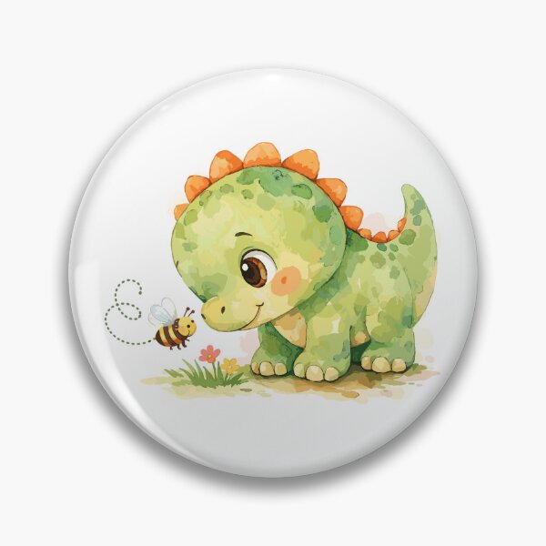 Item preview, Watercolor dinosaur watching a small bee designed and sold by Pineapple-Tree.
