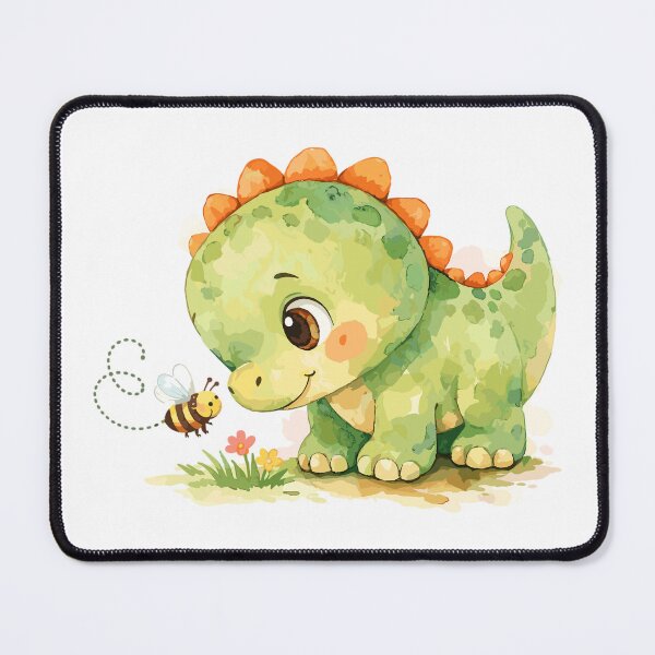 Item preview, Watercolor dinosaur watching a small bee designed and sold by Pineapple-Tree.