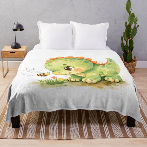 Item preview, Watercolor dinosaur watching a small bee designed and sold by Pineapple-Tree.