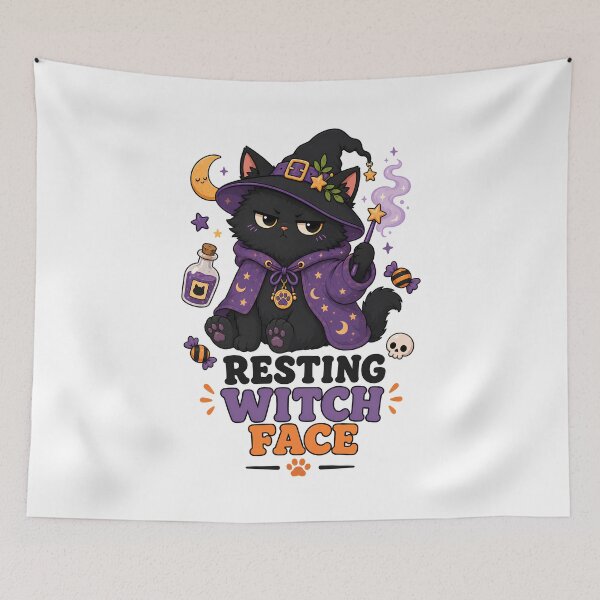 Item preview, Resting Witch Face Witchy Cat Sticker designed and sold by MoodCats.