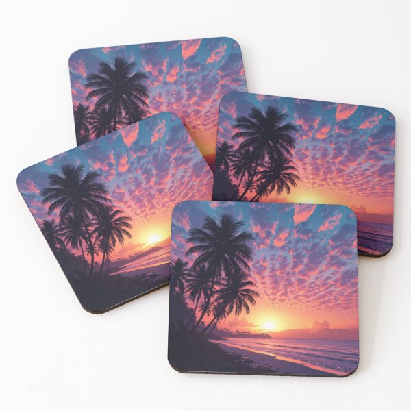 Item preview, Pink Sunset Palm Trees Beach  designed and sold by SeaStarAlex.