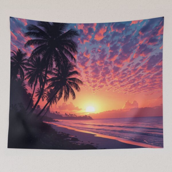 Item preview, Pink Sunset Palm Trees Beach  designed and sold by SeaStarAlex.