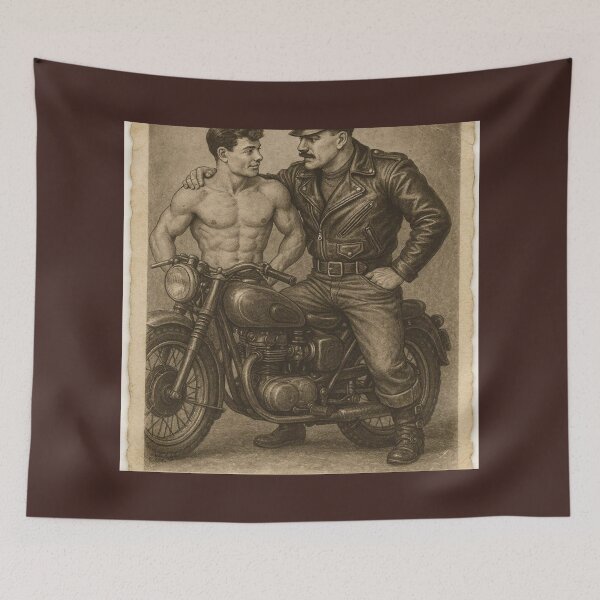 Item preview, Vintage Gay Leather Daddy Bikers Time To Ride Tom of Finland Tribute Berlin Pride Graphic Design. designed and sold by ItsAKinkThing.