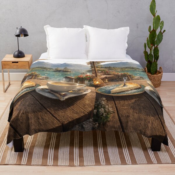 Item preview, Alpine Lakeside Coffee & Cheesecake Escape – Mountain View Café Serenity Wall Art designed and sold by Hookesmode.