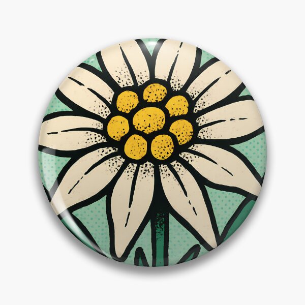 Item preview, Retro Pop Art Poster Illustration of Edelweiss Flower | Bold Alpine Botanical Print with Crisp White Star Blooms & Mountain Heritage Aesthetic | Vintage Swiss Alps Wall Art Decor designed and sold by PaintedPixels01.