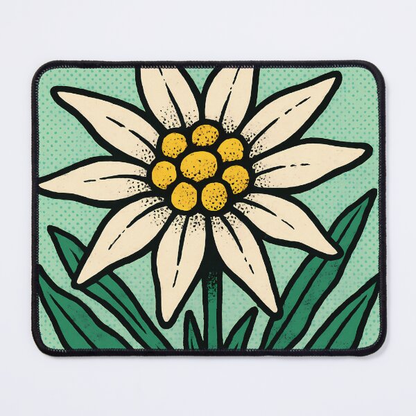 Item preview, Retro Pop Art Poster Illustration of Edelweiss Flower | Bold Alpine Botanical Print with Crisp White Star Blooms & Mountain Heritage Aesthetic | Vintage Swiss Alps Wall Art Decor designed and sold by PaintedPixels01.