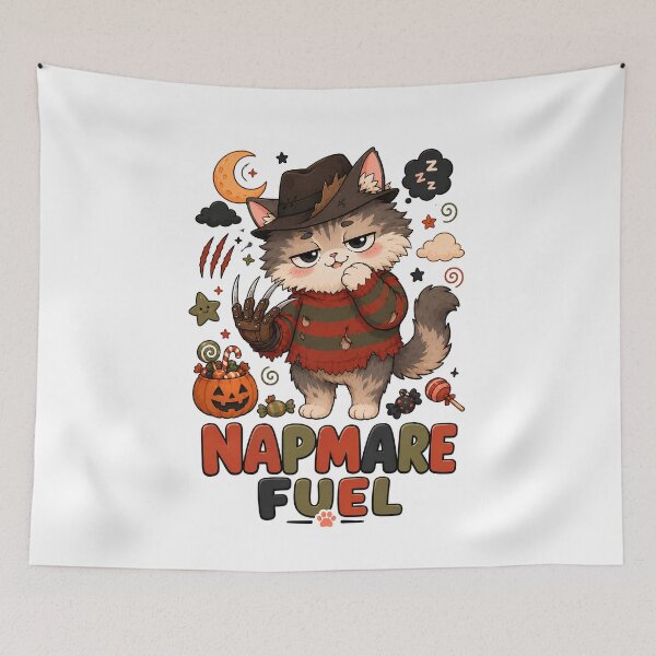 Item preview, Napmare Fuel Sleepy Halloween Cat Sticker designed and sold by MoodCats.