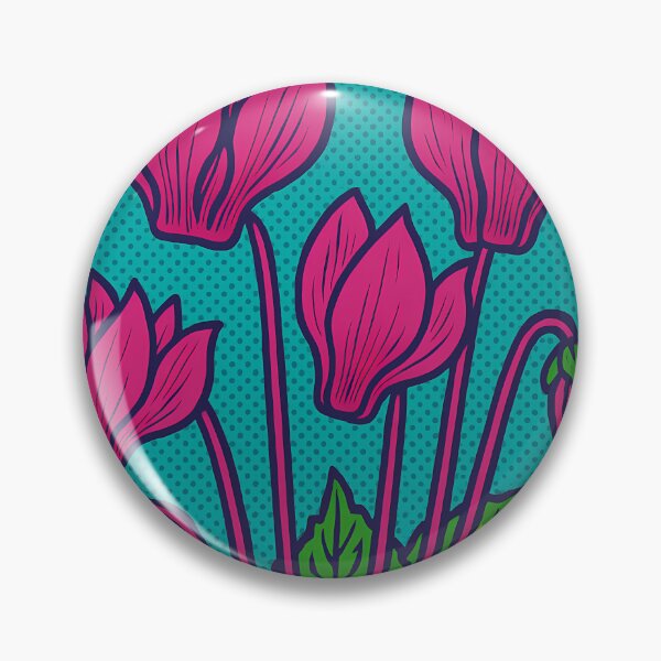 Item preview, Retro Pop Art Poster Illustration of Cyclamen Flowers | Bold Botanical Floral Print with Elegant Curved Blooms & Winter Woodland Aesthetic | Vintage Nature Wall Art Decor designed and sold by PaintedPixels01.