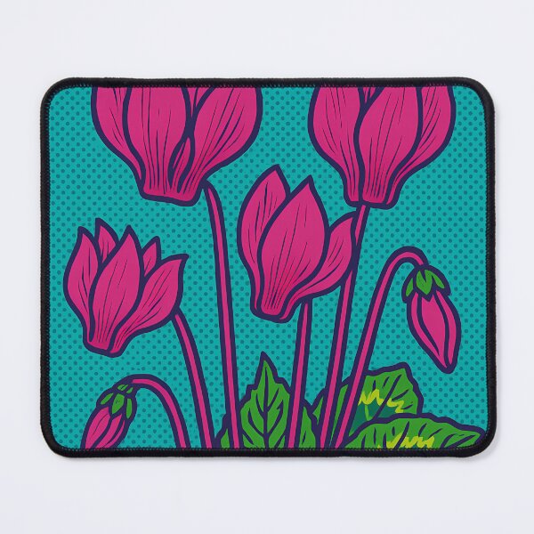 Item preview, Retro Pop Art Poster Illustration of Cyclamen Flowers | Bold Botanical Floral Print with Elegant Curved Blooms & Winter Woodland Aesthetic | Vintage Nature Wall Art Decor designed and sold by PaintedPixels01.