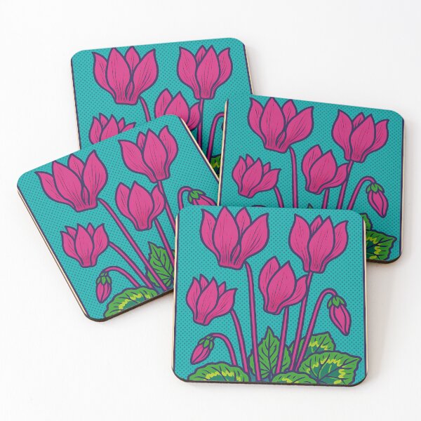 Item preview, Retro Pop Art Poster Illustration of Cyclamen Flowers | Bold Botanical Floral Print with Elegant Curved Blooms & Winter Woodland Aesthetic | Vintage Nature Wall Art Decor designed and sold by PaintedPixels01.