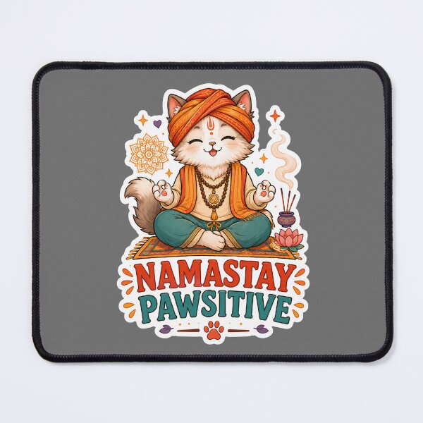 Item preview, Namastay Pawsitive Yoga Cat Sticker designed and sold by MoodCats.