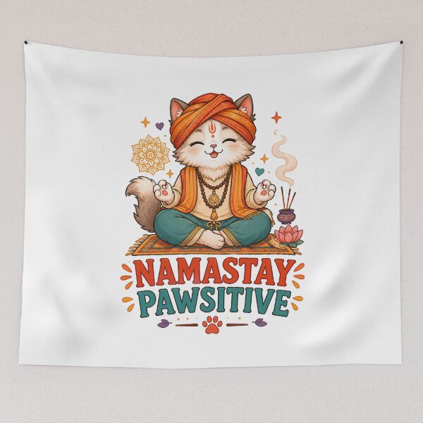 Artikelvorschau, Namastay Pawsitive Yoga Katzenaufkleber entworfen und verkauft von MoodCats.