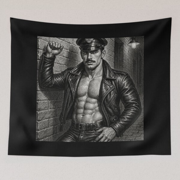 Item preview, 1940s Vintage Leather Bar Back Alley Daddy San Francisco Pride Tom of Finland Tribute Graphic Design designed and sold by ItsAKinkThing.