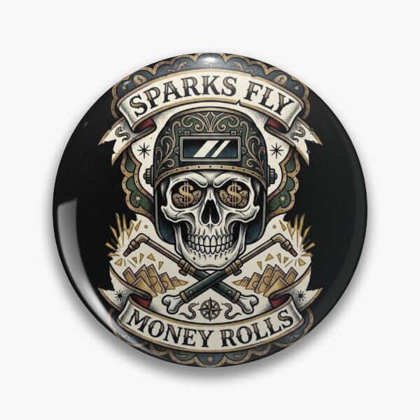 Item preview, Sparks Fly Money Rolls Vintage Welder Skull by Vintry off. designed and sold by VintryOff.