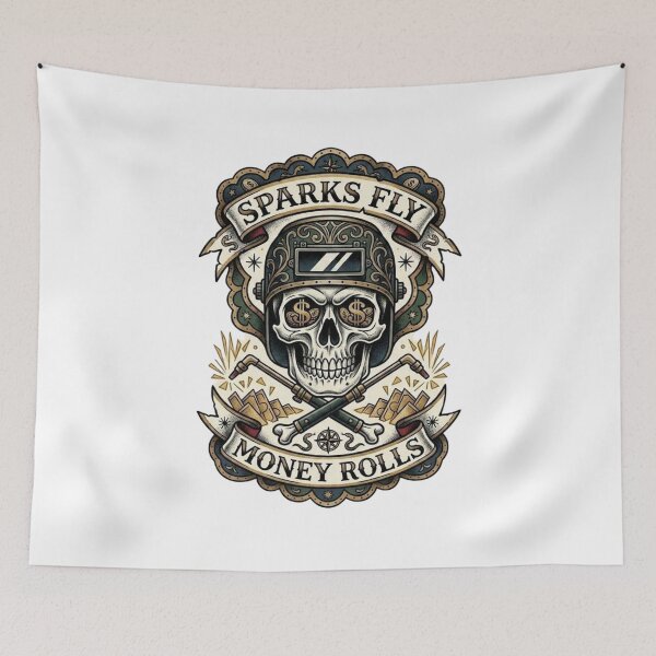 Item preview, Sparks Fly Money Rolls Vintage Welder Skull by Vintry off. designed and sold by VintryOff.