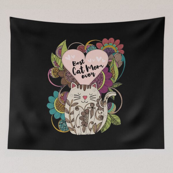 Item preview, Best Cat Mom Ever Doodle Floral Cat Mom designed and sold by StranHabesre51.