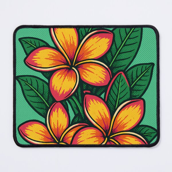 Item preview, Retro Pop Art Poster Illustration of Plumeria Flowers | Bold Tropical Botanical Print with Frangipani Blooms & Exotic Island Paradise Aesthetic | Vintage Floral Wall Art Decor designed and sold by PaintedPixels01.