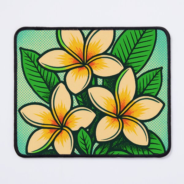 Item preview, Retro Pop Art Poster Illustration of Plumeria Flowers | Bold Tropical Botanical Print with Frangipani Blooms & Exotic Island Paradise Aesthetic | Vintage Floral Wall Art Decor designed and sold by PaintedPixels01.