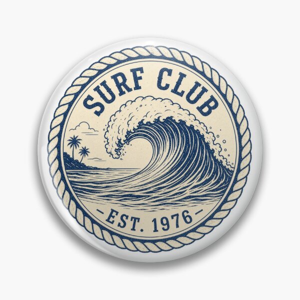 Item preview, Surf Club Est 1976 Vintage Badge Patch Surfing Illustration Tee Sticker Surfer Gift designed and sold by sharifex.