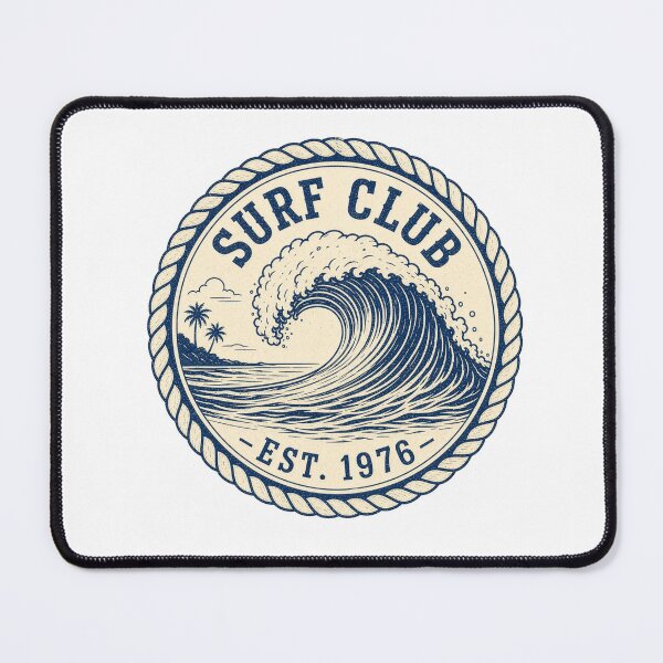 Item preview, Surf Club Est 1976 Vintage Badge Patch Surfing Illustration Tee Sticker Surfer Gift designed and sold by sharifex.