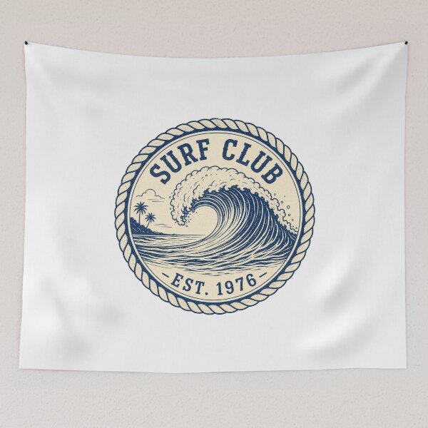 Item preview, Surf Club Est 1976 Vintage Badge Patch Surfing Illustration Tee Sticker Surfer Gift designed and sold by sharifex.