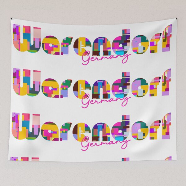 Item preview, Warendorf, Germany, Vibrant Abstract City Typography Art designed and sold by Wanderful-roads.