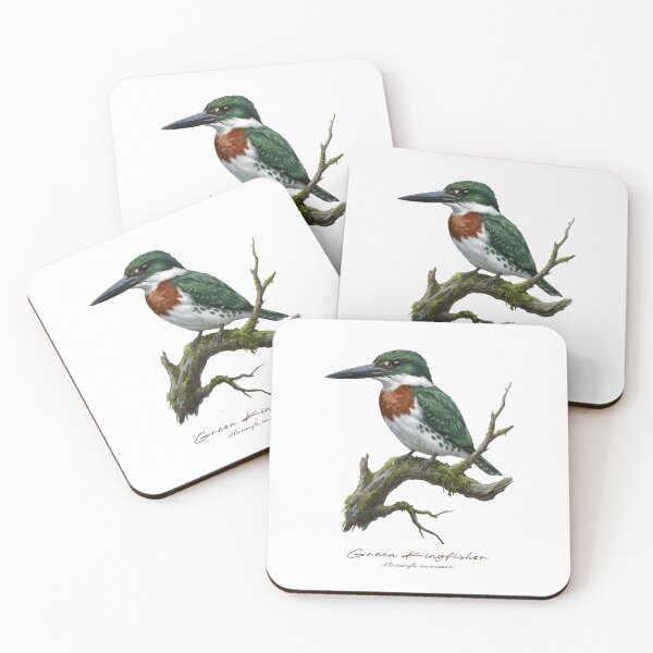 Item preview, Green Kingfisher on Mossy Branch designed and sold by Takeda-art.