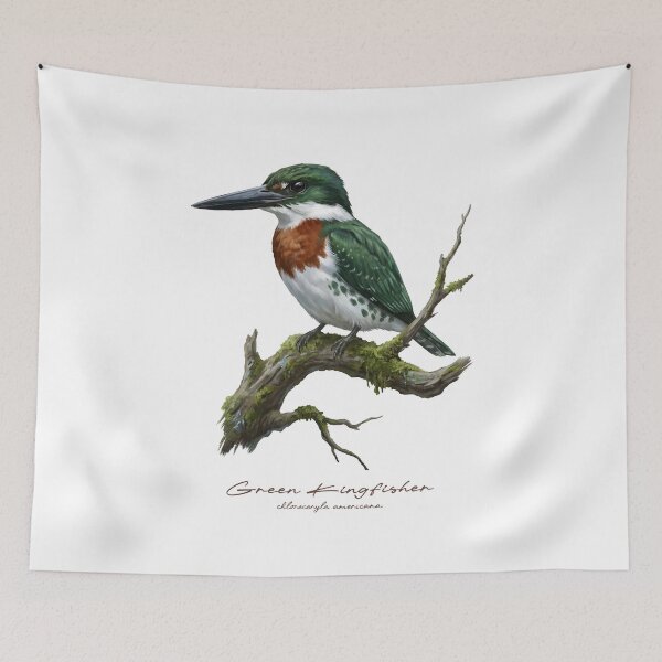 Item preview, Green Kingfisher on Mossy Branch designed and sold by Takeda-art.