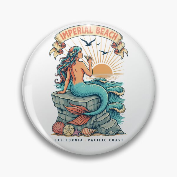 Item preview, Imperial Beach California Mermaid Vintage Coastal Sunset Design designed and sold by ArcticFoxStudio.